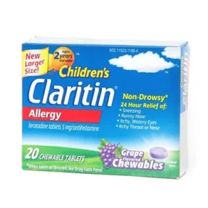 Claritin Children’s 24-Hour Grape Allergy Relief Chewable Tablets – 20 Count