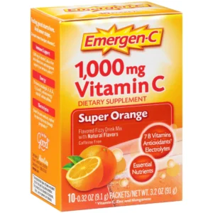 Emergen-C 1000mg Vitamin C Super Orange Fizzy Drink Mix – 10 Packets