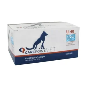 CarePoint Veterinary U-40 Insulin Syringes 29G 1/2cc with 1/2" Needle – Pack of 100