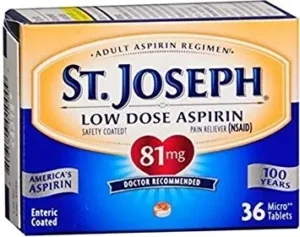 St. Joseph Safety-Coated Low Dose Aspirin 81mg Tablets – 36 Count